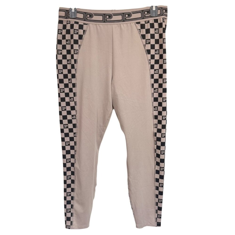 Pink Active Beige Black Checkered Leggings Womens XXL Recycled Polyester Elastan